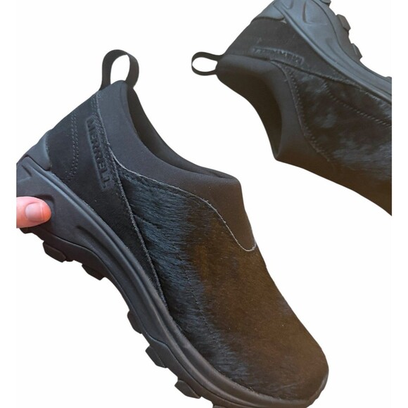 Merrell Moc 3 1TRL Slip 8 Moab Speed Gore Tex Black Trainers Calf Hair Shoe Mens main image 4